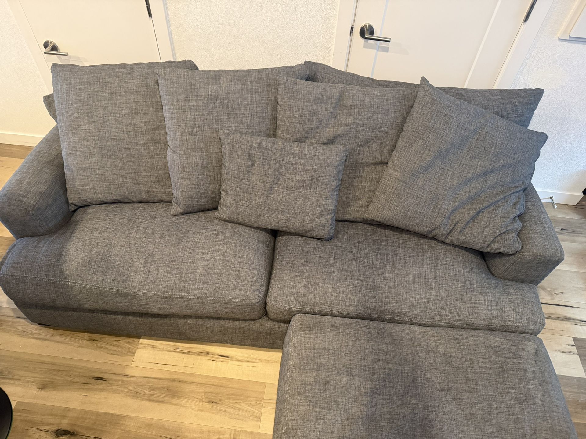 Grey Couch And Ottoman 