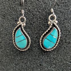 Z Dion Lowsayte Sleeping Beauty Turquoise Channel Inlay Curved Teardrops