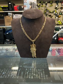 10KT Figaro Chain With San Judas Pendant 41094-1
