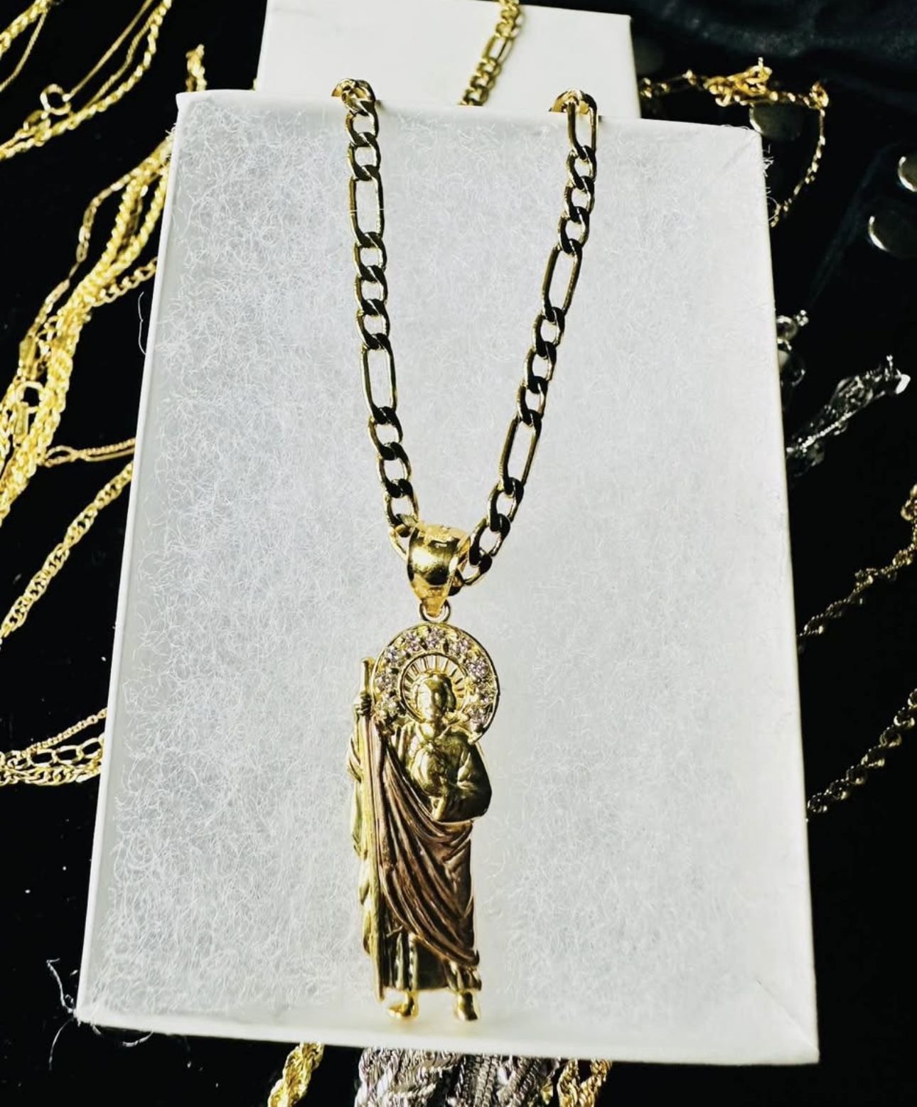 14kt Cadena Y Dije San Judas De Oro Solido