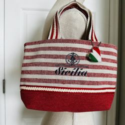 Personalized Sicilia Italia Canvas Mini Tote Bag Russomar Designer Brands New 