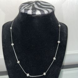 Custom Handmade Multi-Spaced Pearl Necklace – .925 Sterling Silver