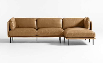 Wells Leather 2-Piece Chaise Sectional Sofa