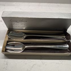 Gerity Silver Plate Large Salad Fork & Serving Spoon 