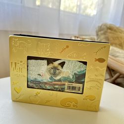 Vintage Burnes Mini Max Cat Photo Album Gold Tone Cats 1998 With Box