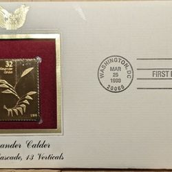 22kt Gold Foil Alexander Calder "Black Cascade" Stamp - 1998 FDC
