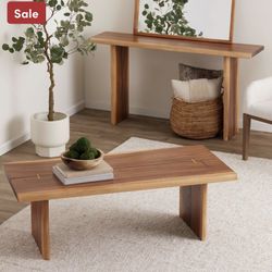 Sansur Rustic Pecan Live Edge Wood Coffee Table