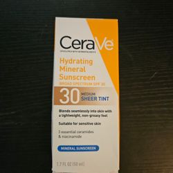 ​NEW CeraVe Hydrating Mineral Sunscreen SPF 30 – Medium Sheer Tint 1.7 oz