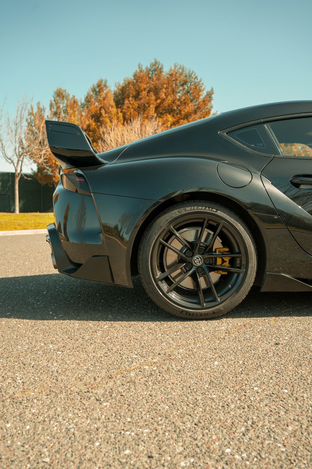 A90 Supra Stock Tires Powder Coated Black Michelin Tires