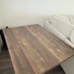 Dining Table 36" x 48" x 31" Dark Taupe Particle Board Metal Dining Table