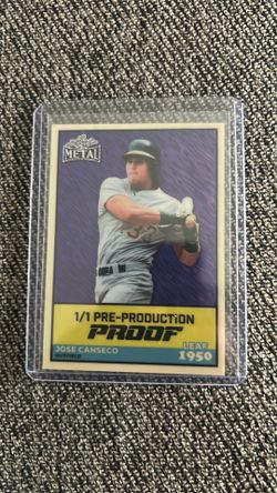 Jose Canseco 1/1 PRE-PRODUCTION PROOF Leaf metal 1950