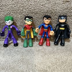 Mattel Flextreme Justice League 4 Bendable Figures Batman Robin Joker Superman