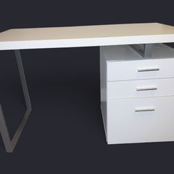 White Three Drawer Desk