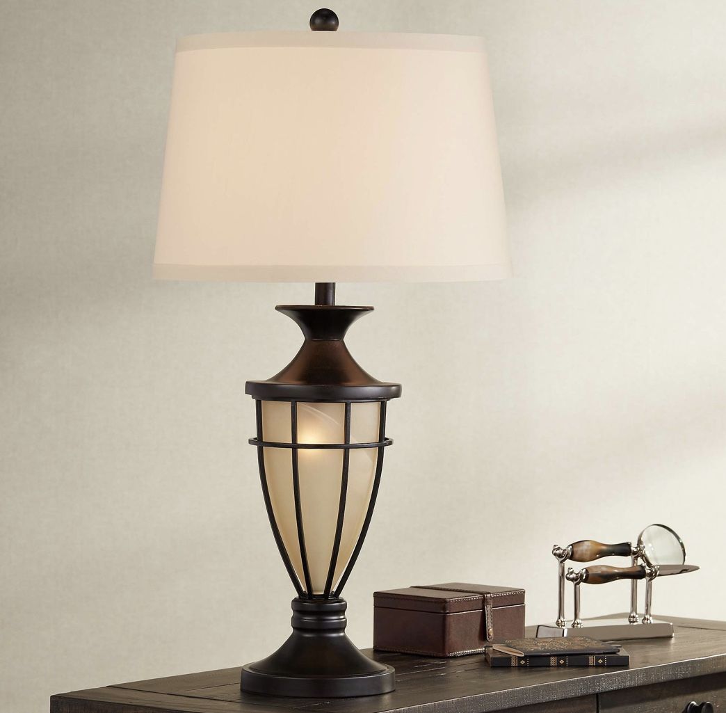 Two Mission Cage Night Light Urn Table Lamp by John Timberland $100 Each