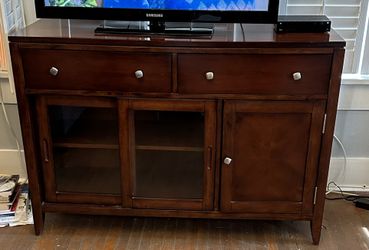 TV Stand With Drawers, Shelves, And Small Sliding Drawers 