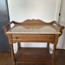 Solid Wood And Marble Table