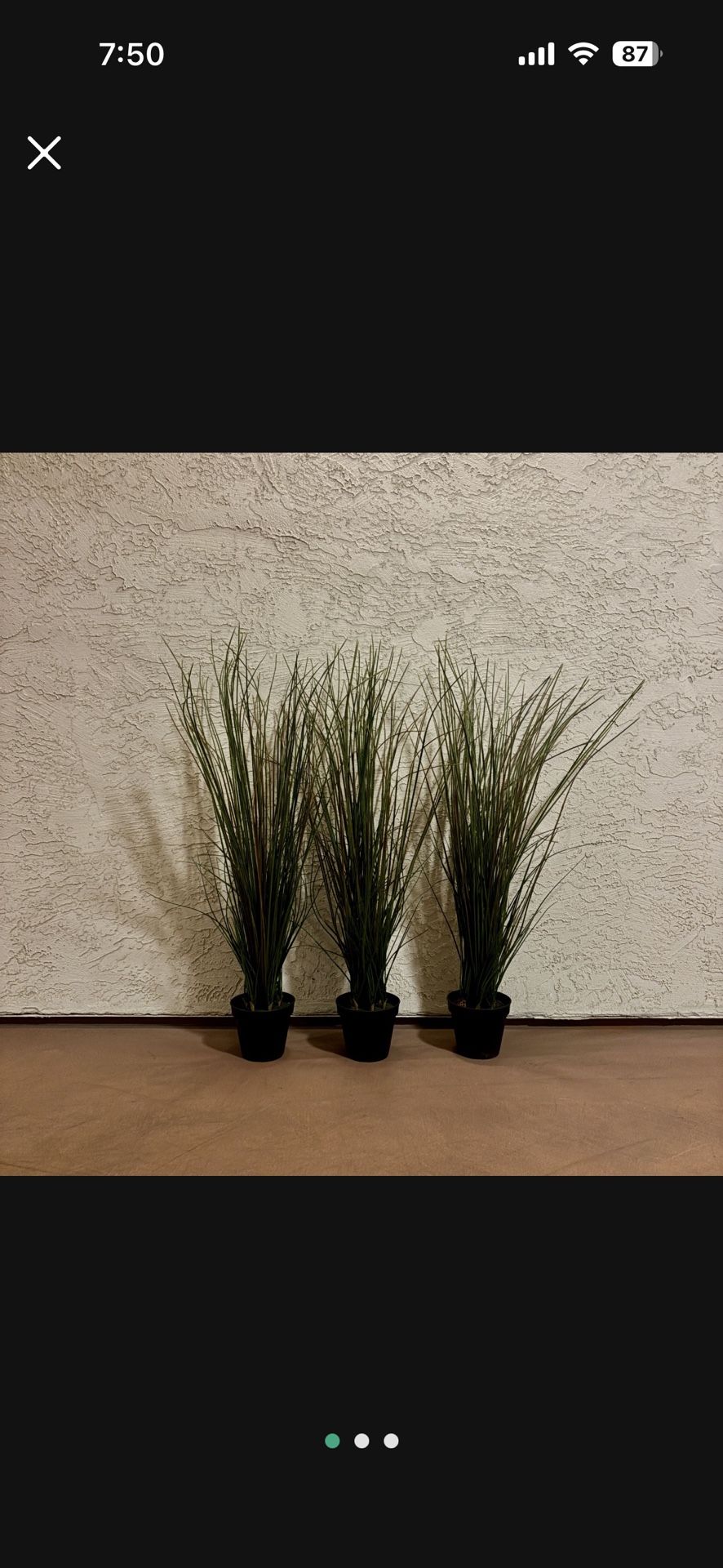 One Tall Black Potted Artificial Plant (3 Available)