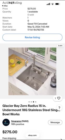 Glacier Bay Zero Radius 15 in. Undermount Stainless Steel Sink