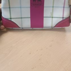 Coach Cream Multi Plaid Heritage Pink Strip Demi Shoulder Bag 