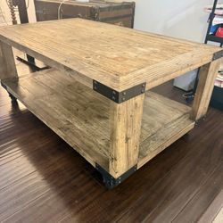 Solid Wood Coffee table with wheels 