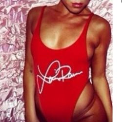 New Without Tag Laina Rauma ⚜️❤️⚜️ Rare Red thong one piece bikini swimsuit made in LA