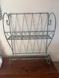 Vintage Wrought Iron  Rack with shelf and towel bar