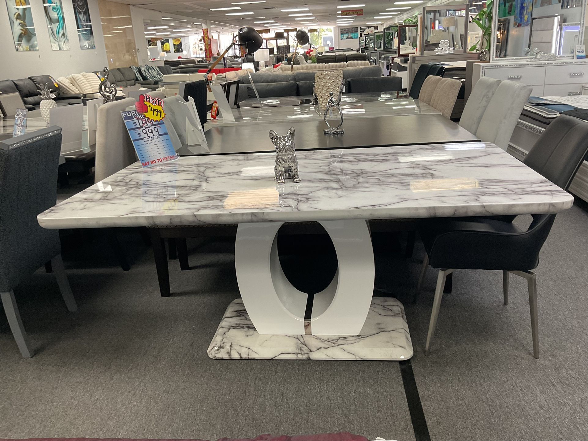 πTAX FURNITURE SEASON SALE NOW βΌοΈ STUNNIN MARBLED DINING TABLE SET 4 FREE CHAIRSπ50%OFF RETAILπ€―