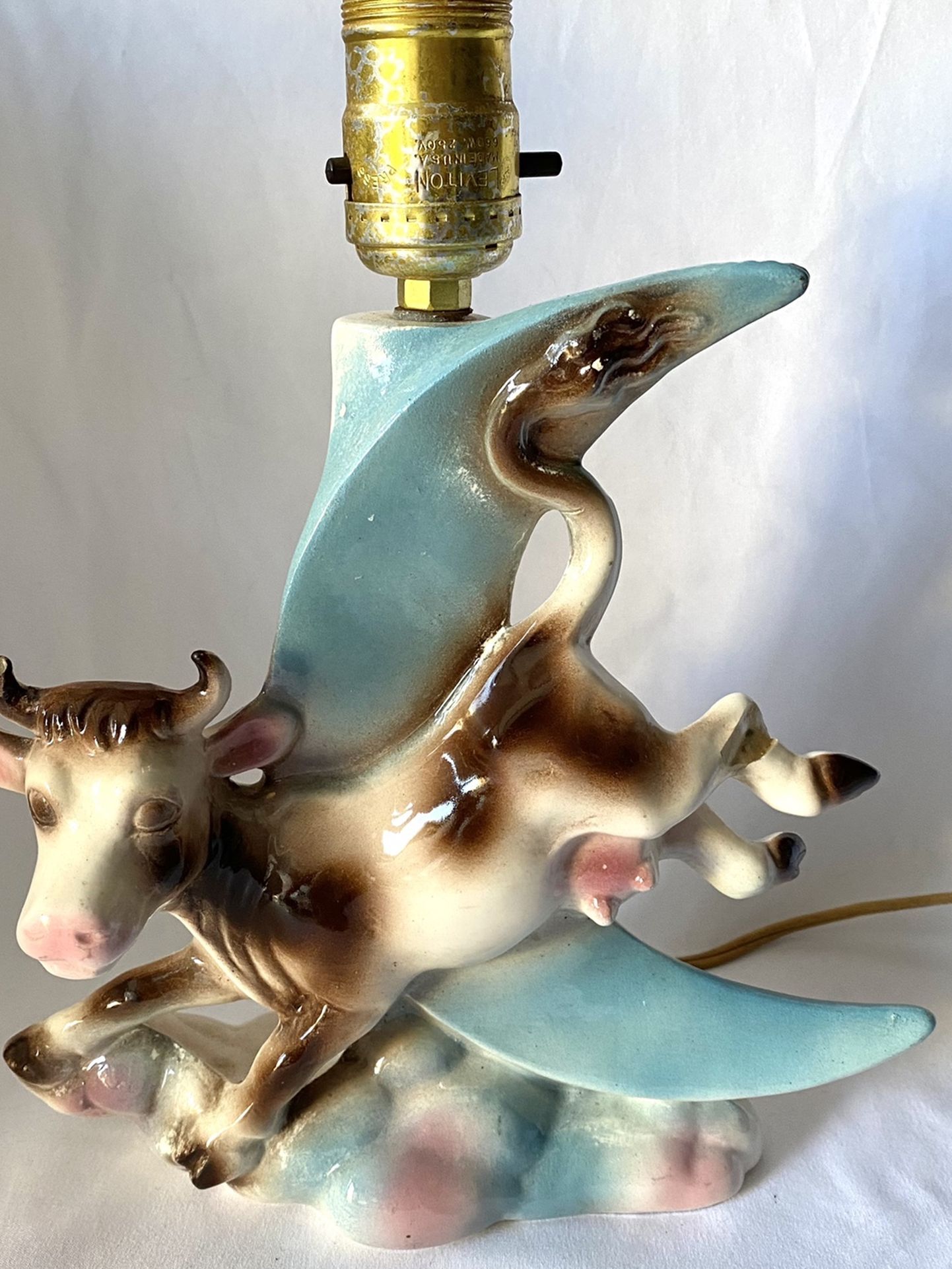 1961 Lane Pottery Cow Jumped Over The Moon Lamp