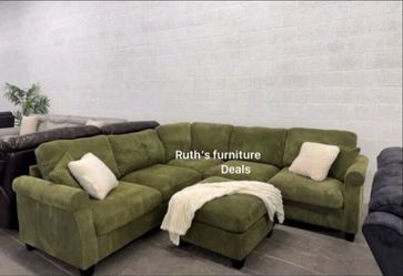 4-Pc Corduroy Sectional Sofa With Ottoman
