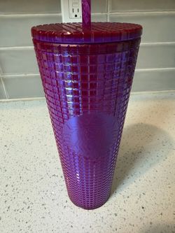 Starbucks Purple Grid Textured Cold Cup Tumbler