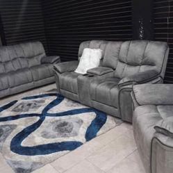Barcelona, Two Piece Sofa Loveseat Reclining Set $1099 With Easy Finance