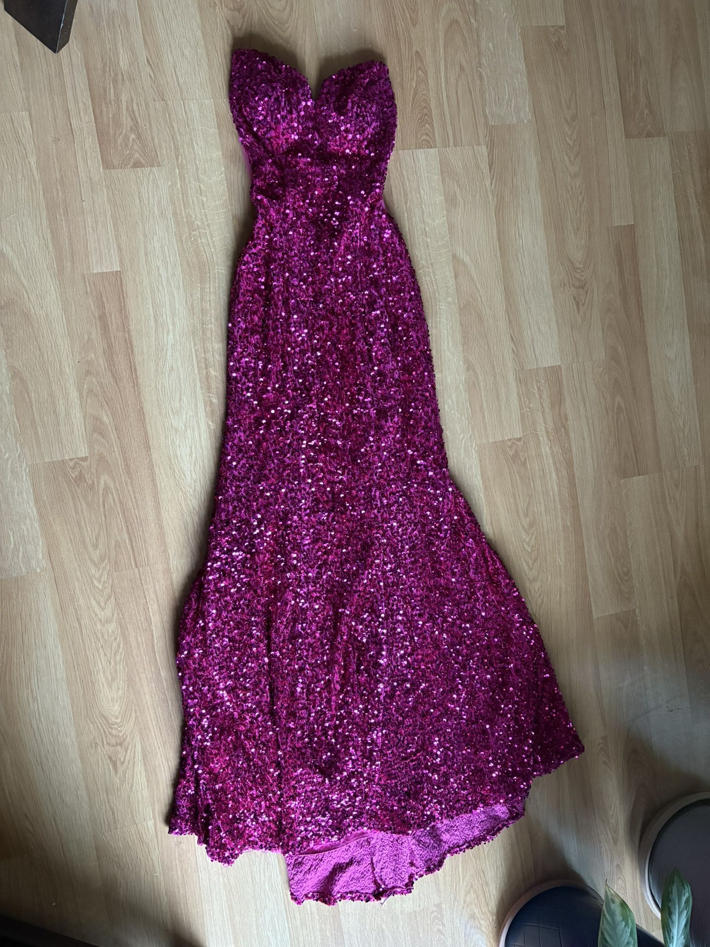 a hot pink dress Dura One Shoulder Sequin Mini Dress