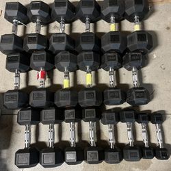 5-50lb Rubber Hex Dumbbell Set 550lbs Total