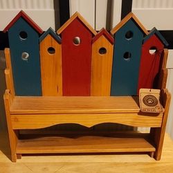 Boyds Bear Wooden Birdhouse Bench 