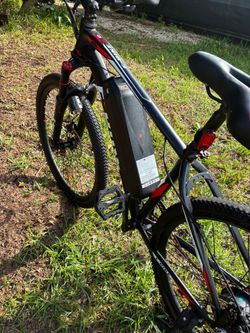 Black and Red Electric Mountain Bike