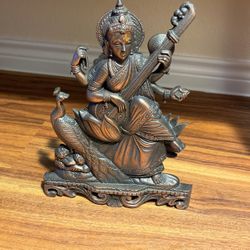 Gunmetal Statue Saraswathi 11”x7”