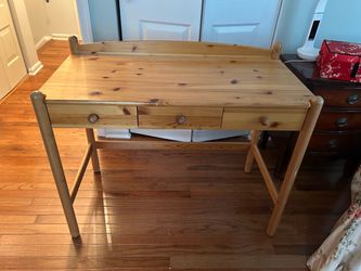 Solid Pine Wood Writing Desk with Drawers