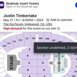 Selling 1 Single Ticket For Justin Timberlake VIP  KIA Forum 