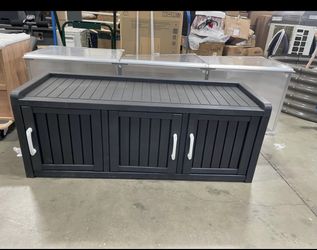 Assembled New 3 Doors Shoe Bench, Waterproof & UV-Resistant, Resin Shoe Cabinet