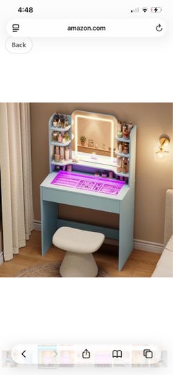 Vanity Desk with Lighted Mirror and Storage