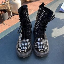 silver studded combat boots 