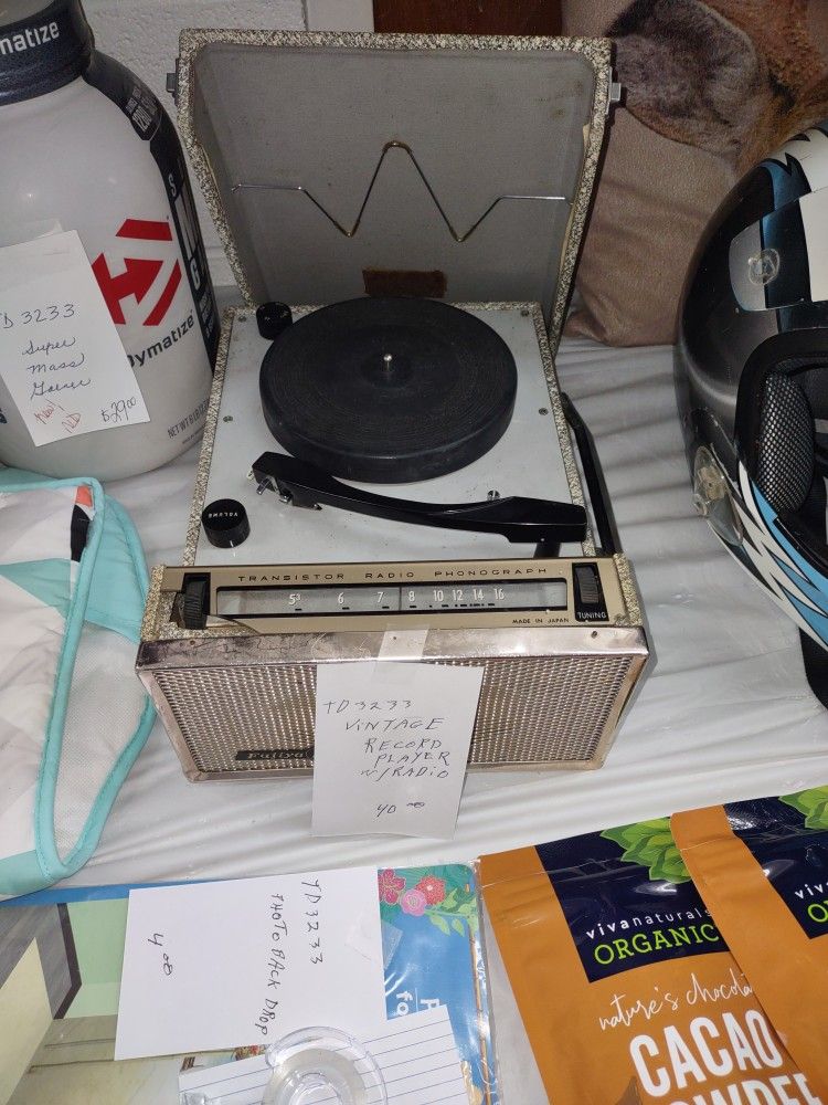 Vintage Record Player With Radio