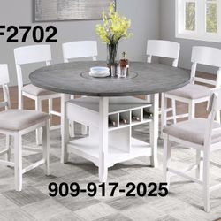 TWO TONED CONVERTIBLE DINING TABLE WITH CHAIRS 