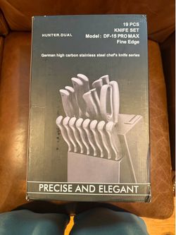 Hunter.Dual DF-15 Pro Max 19-Piece German High Carbon Stainless Steel Knife Set – New