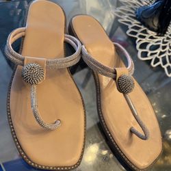 Women’s elegant, white rhinestone sandals