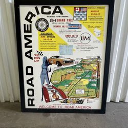 Vintage 1972 Road America Grand Prix L&m Racing Car Poster Framed 