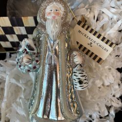 Mackenzie Childs NIB Farmhouse Holiday Farm Santa Handmade Ornament 