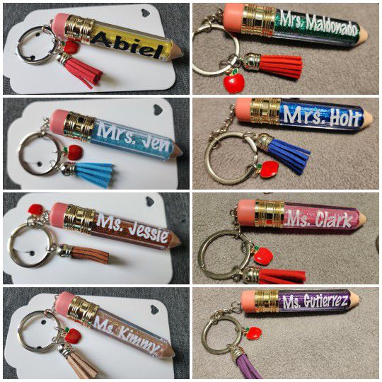 Personalized Name Glitter Pencil Keychain (PICK UP ONLY) 93306