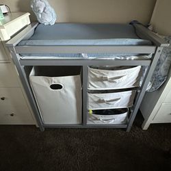 Baby Changing Table With Drawers And Dirty Clothes Hamper