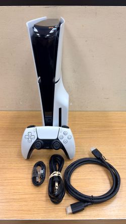 PLAYSTATION 5 SLIM 1TB DISC VERSION W/ WHITE CONTROLLER & POWER/HDMI CORD